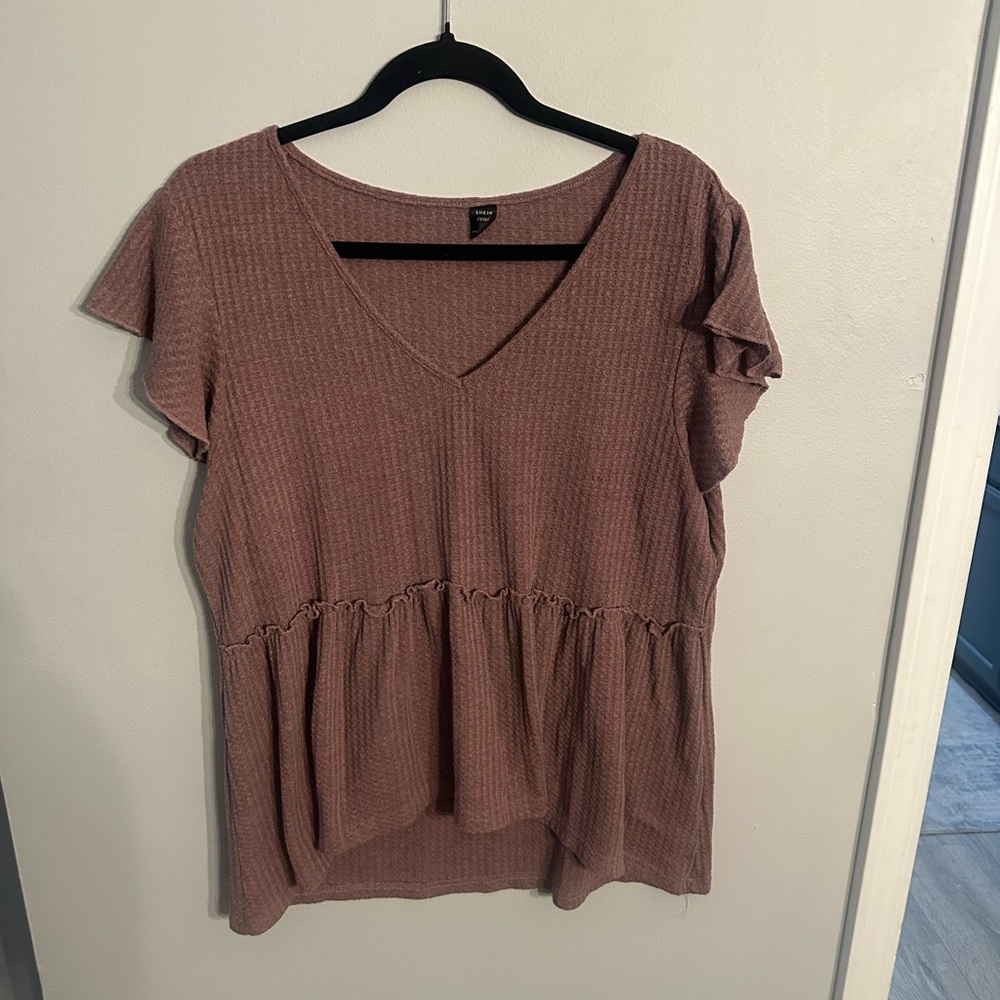 SHEIN Dusty Rose Ruffle Sleeve Blouse
